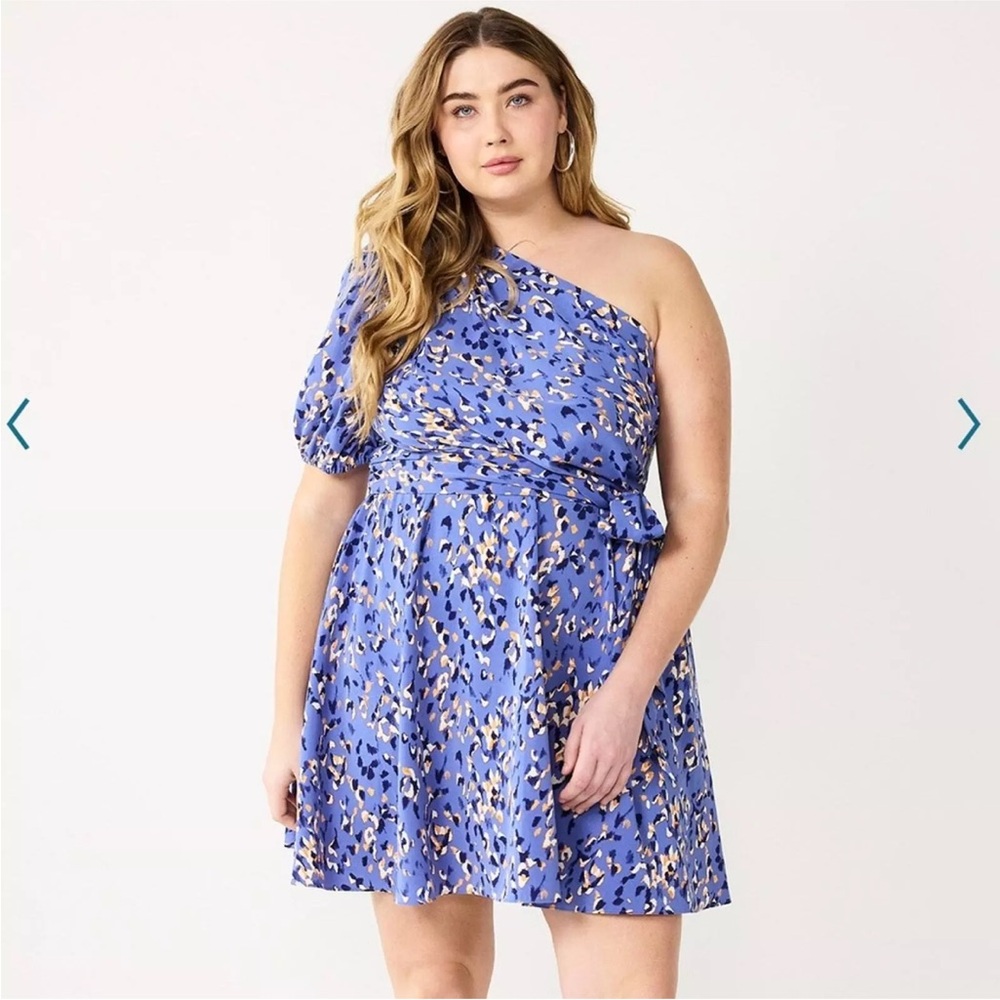 Nine West blue one shoulder dress size XL
